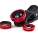 Kit Lentile Foto iUni 3-in-1 Macro, Wide Angle si FishEye compatibile cu Smartphone si Tableta, Rosu